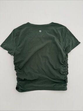 lululemon athletica Forest Green Short Sleeve Ruched Crop Top